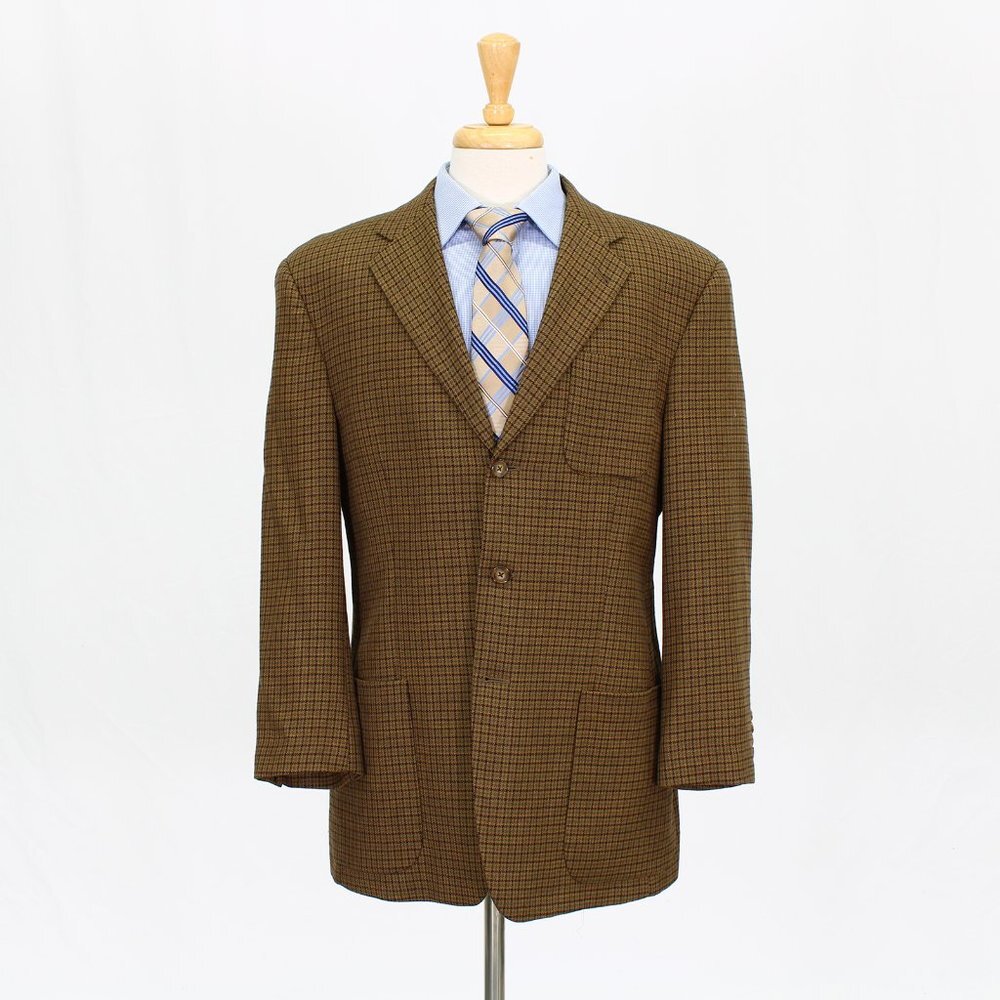 Joseph Abboud 42R Brown Check 3-Button Sport Coat Blazer Jacket O919